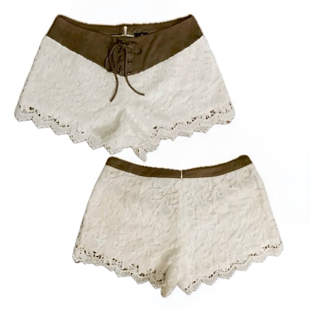 Suede-like & Lace Lined Shorts